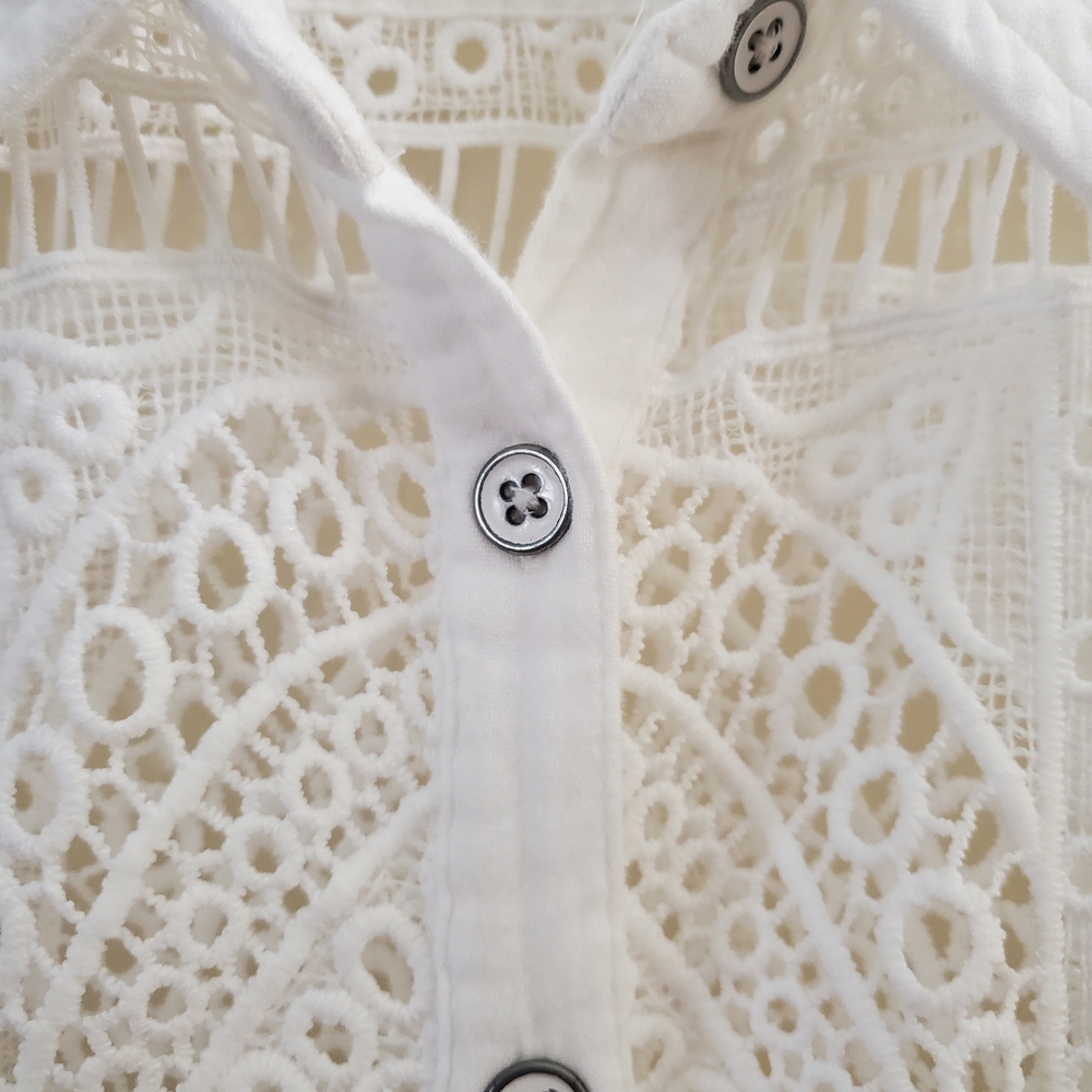 FP Movement by Free People White Lace Button-Down Shirt - Picture 3 of 7